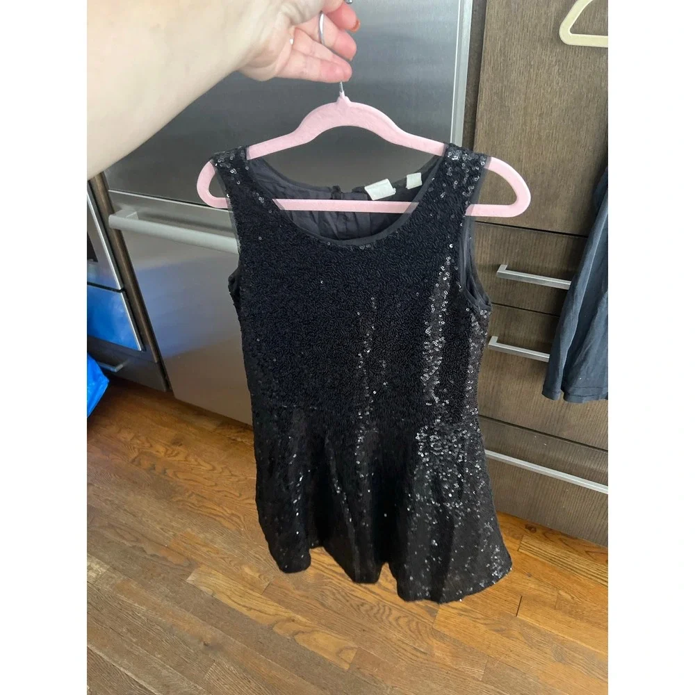 GAP GIRLS BLACK MOONLESS NIGHT SLEEVELESS SEQUIN TANK PARTY DRESS $68 SZ 8